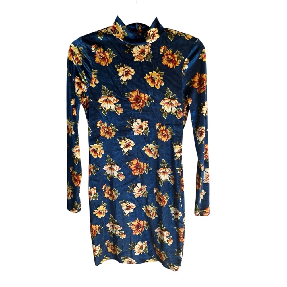 Forever 21 F21 Floral Long Sleeve Velvet Dress size small
